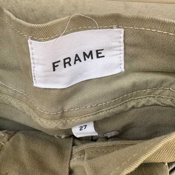 Frame Safari Belted Shorts Women's 27 Olive Green High Rise Utility Cuffed - Picture 3 of 10